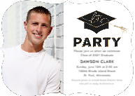 Lets Party Grad Hat (Shaped Cut) Front
