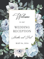 (18 x 24) Dusty Blue Floral with Gold