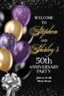 (24 x 36) Black and Gold Balloons