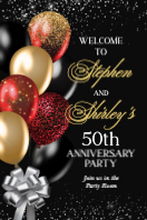 (24 x 36) Black and Gold Balloons