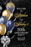 (24 x 36) Black and Gold Balloons