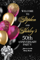 (24 x 36) Black and Gold Balloons