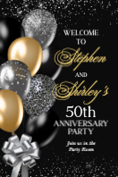 (24 x 36) Black and Gold Balloons