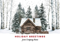 Winter Log Cabin Front