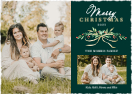 Greenery and Gold Bow (Shaped Cut) Front