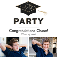 (20 x 20) Lets Party Grad Hat