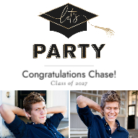 (20 x 20) Lets Party Grad Hat