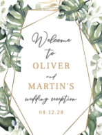 (18 x 24) Tropical Leaves with Gold