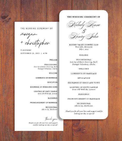 Wedding Programs & Menus (Flat)