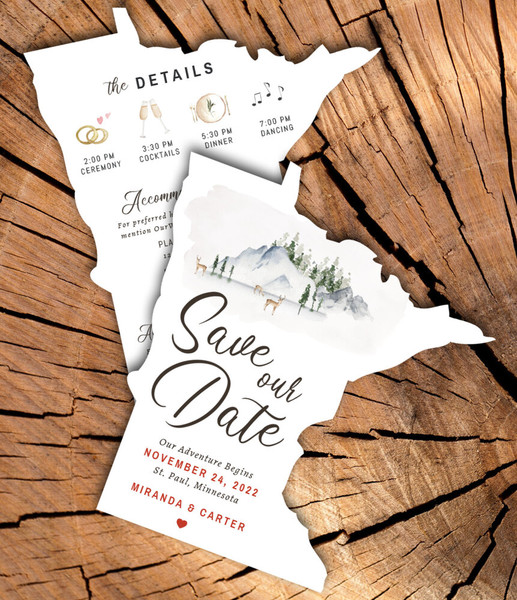 Minnesota Shaped Invites