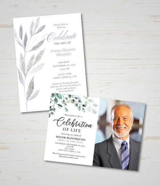 memorial funeral invitations