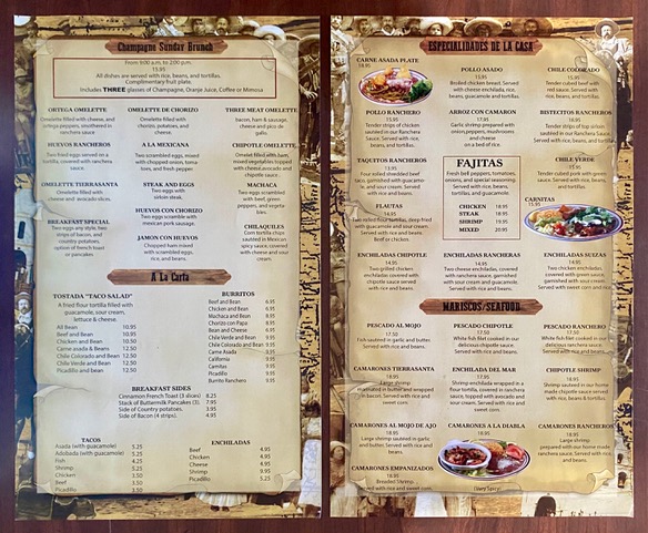 Menus (laminated) 4