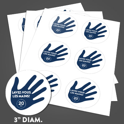 Feuilles de 6 autocollants - (Rond 3po) COVID-19 Feuilles de 6 autocollants - (Rond 3po) COVID-19