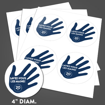 Feuilles de 4 autocollants - (Rond 4po) COVID-19 Feuilles de 4 autocollants - (Rond 4po) COVID-19