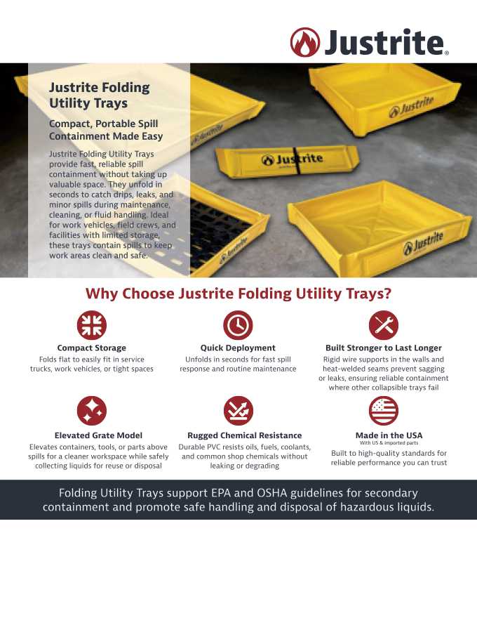 Utility Folding Tray sell sheet