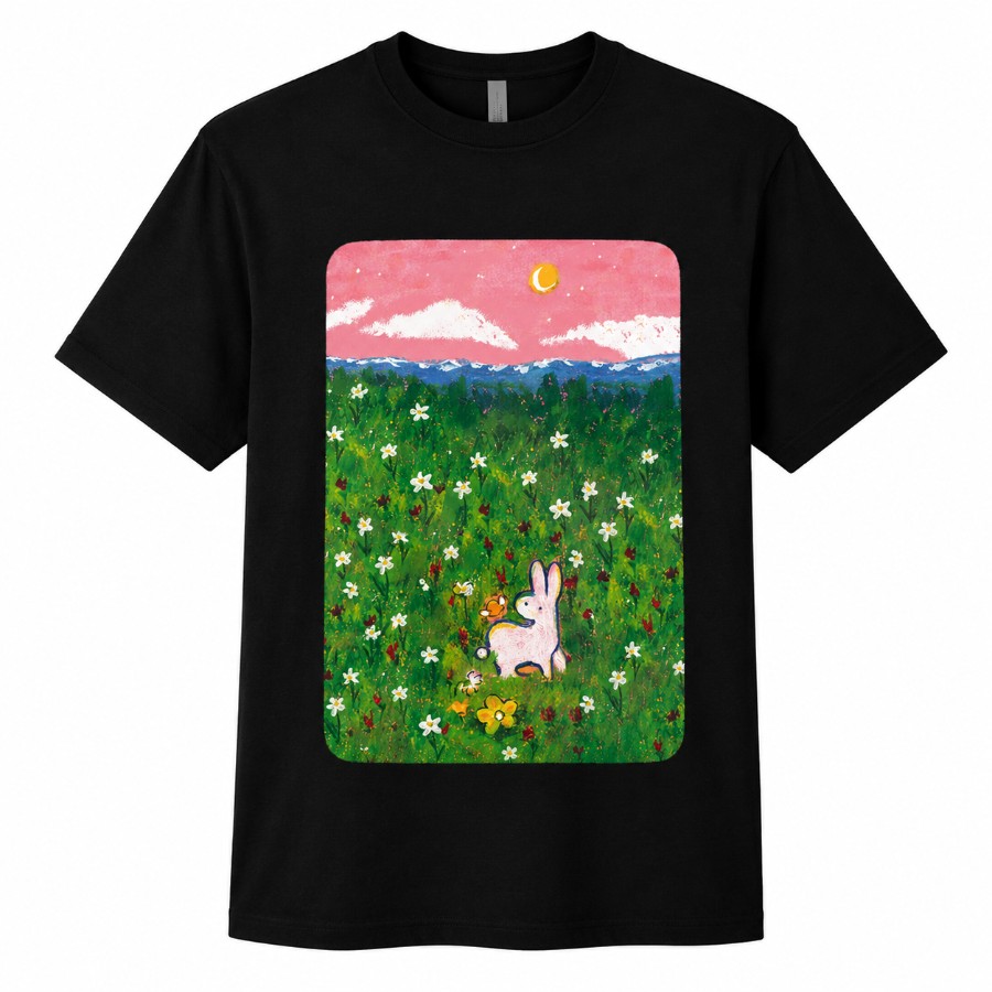 Polera negra “Pradera Rosa”