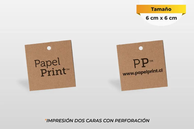 Hang tag Kraft de 6 cm x 6 cm Corte Recto