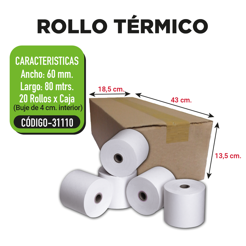 Rollo Termico 60*80 BUJE 40 M/M 20/CJ