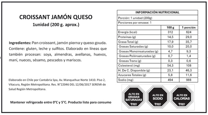 Etiq Informe Nutricional 10 x 6 cm