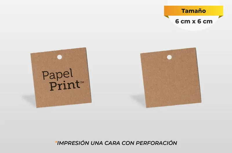 Hang tag Kraft de 6 cm x 6 cm Corte Recto 6