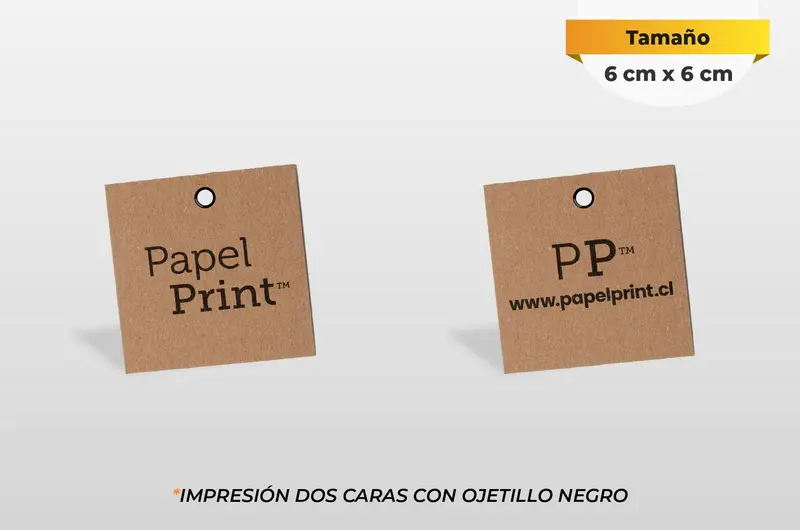 Hang tag Kraft de 6 cm x 6 cm Corte Recto 1