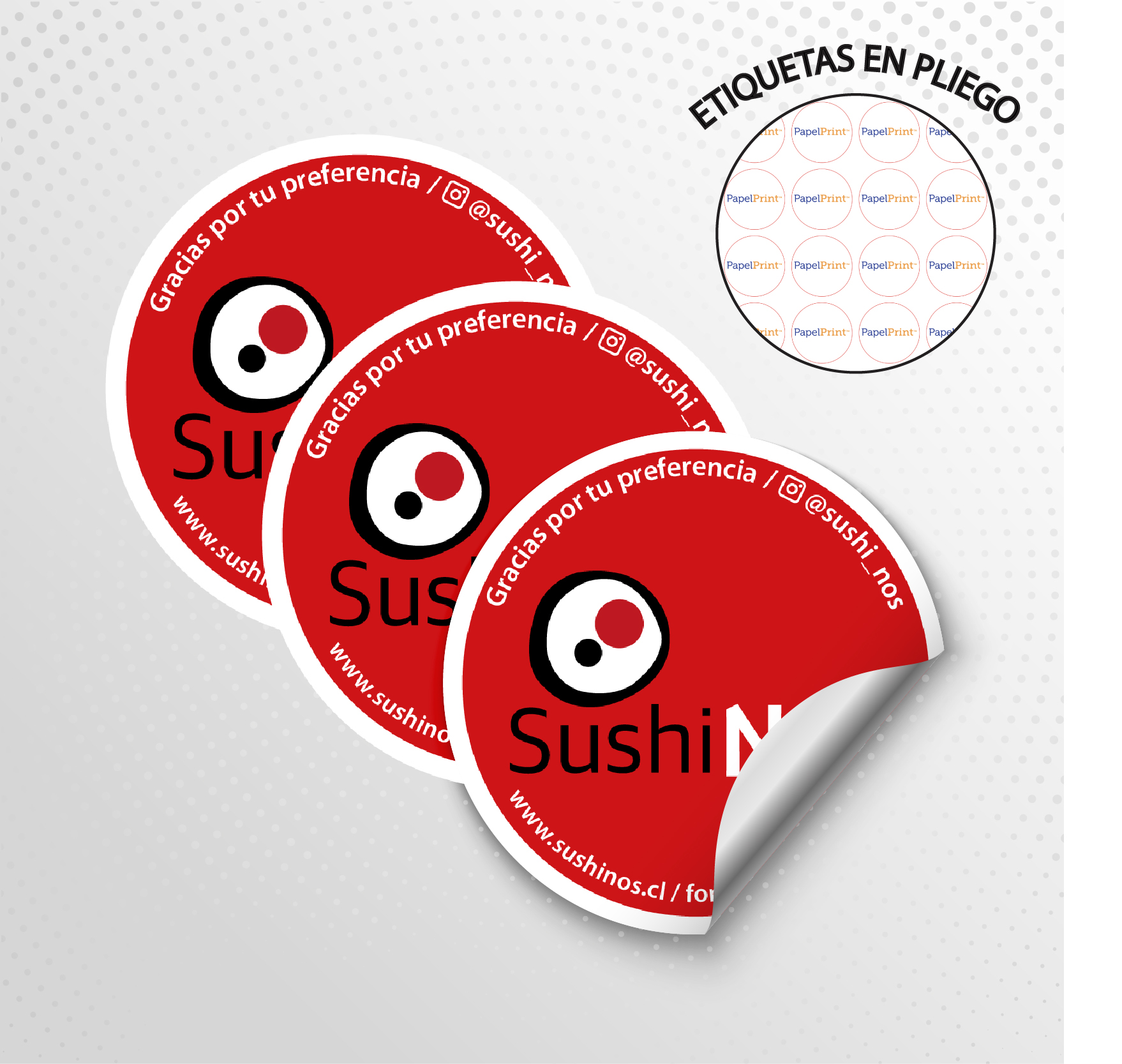 Etiquetas adhesivas personalizadas en hojas troqueladas