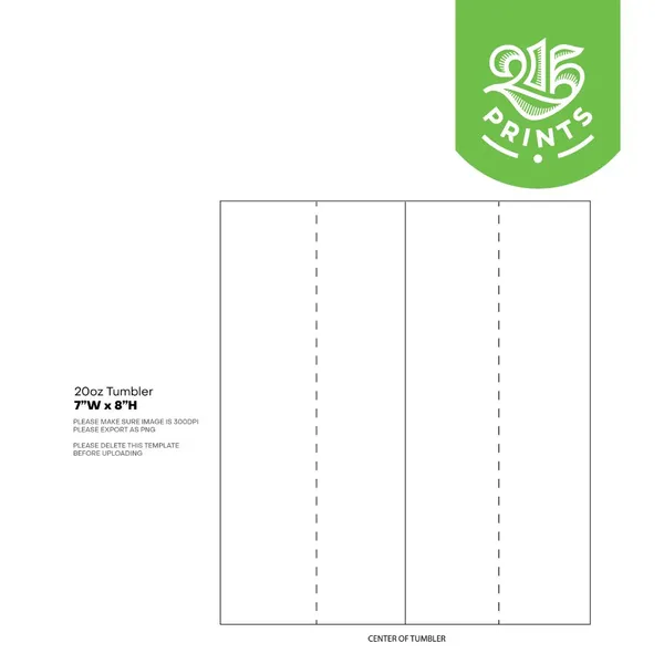 20 oz skinny tumbler template size