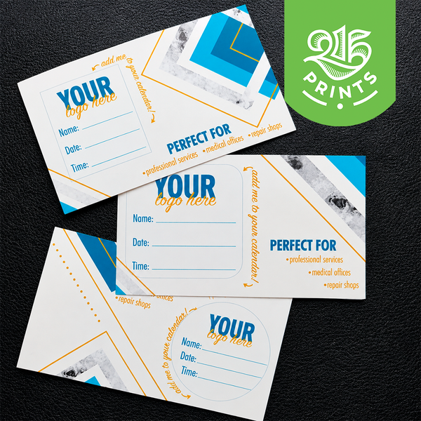 business cards with appointment sticker