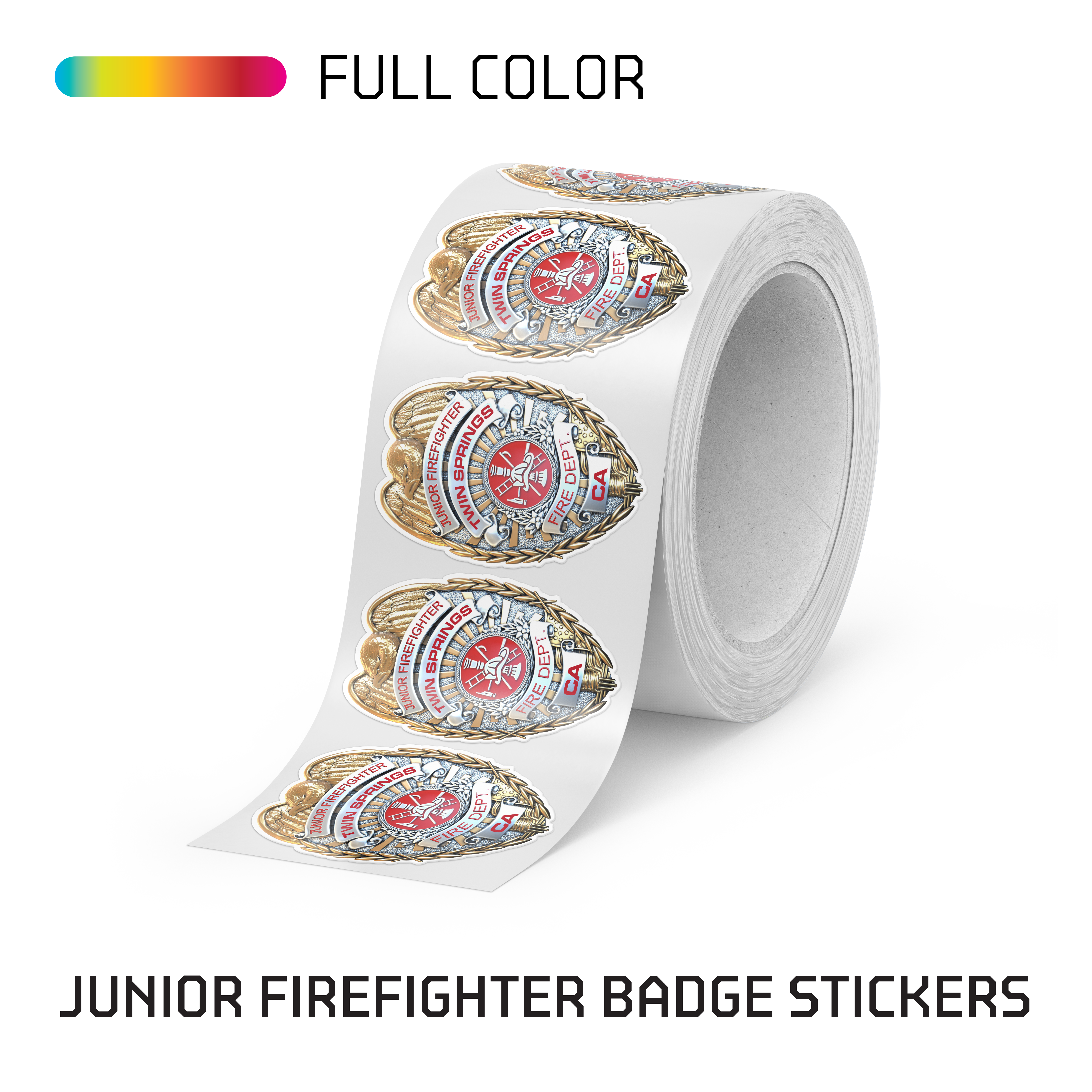Firefighter Badge Stickers on Rolls