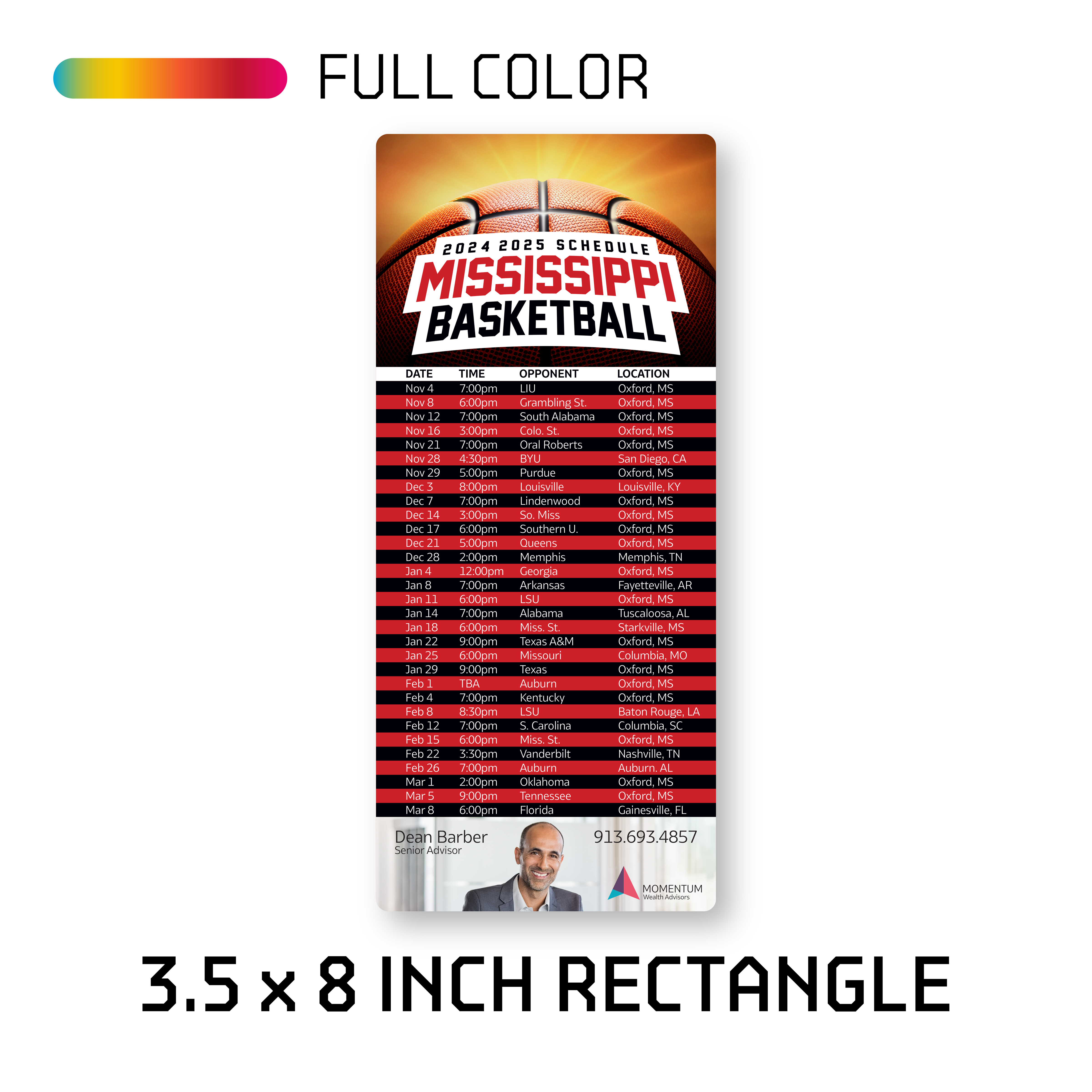 3.50 x 8.00" Rectangle Schedule & Calendar Magnet