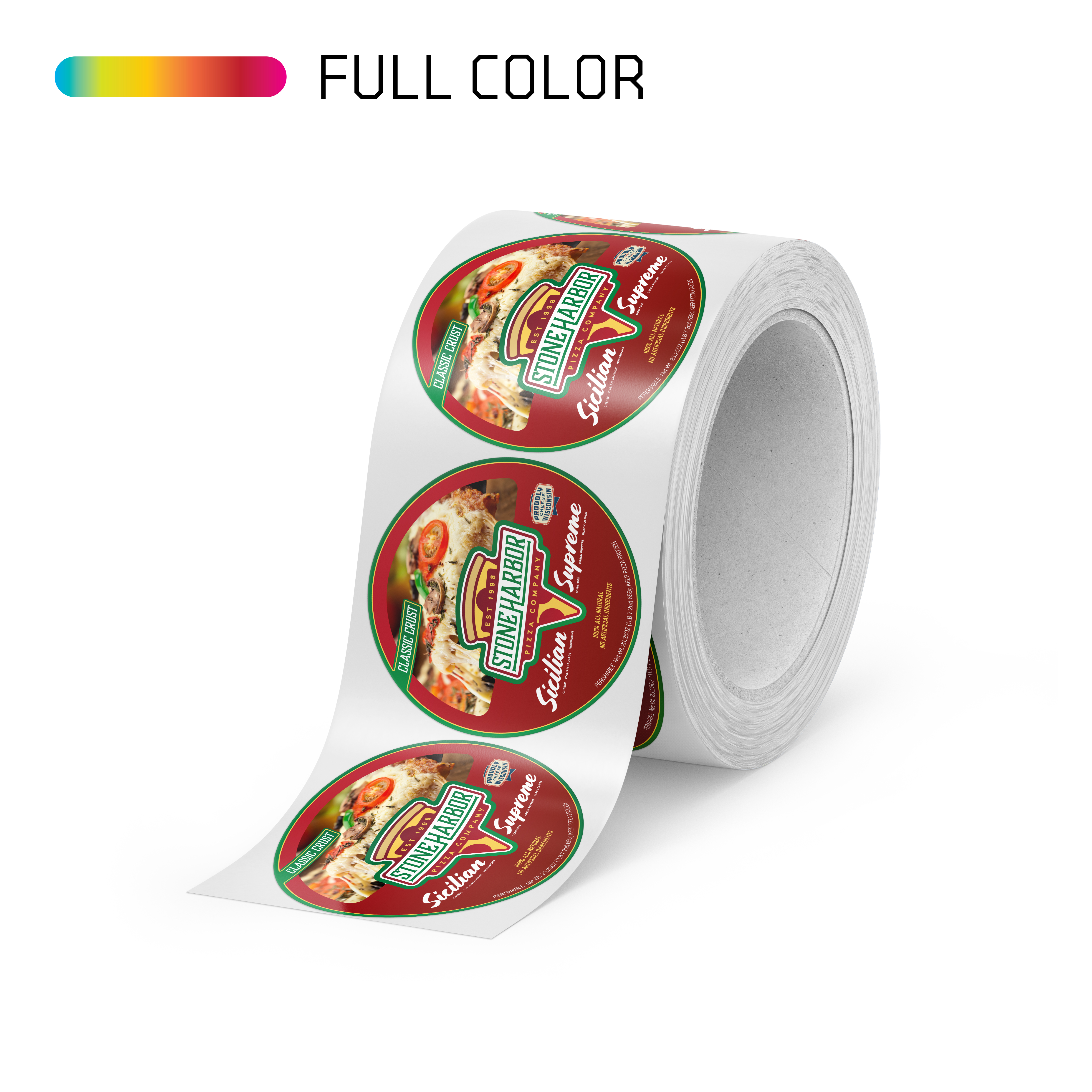 Circle Freezer Grade Paper Roll Labels