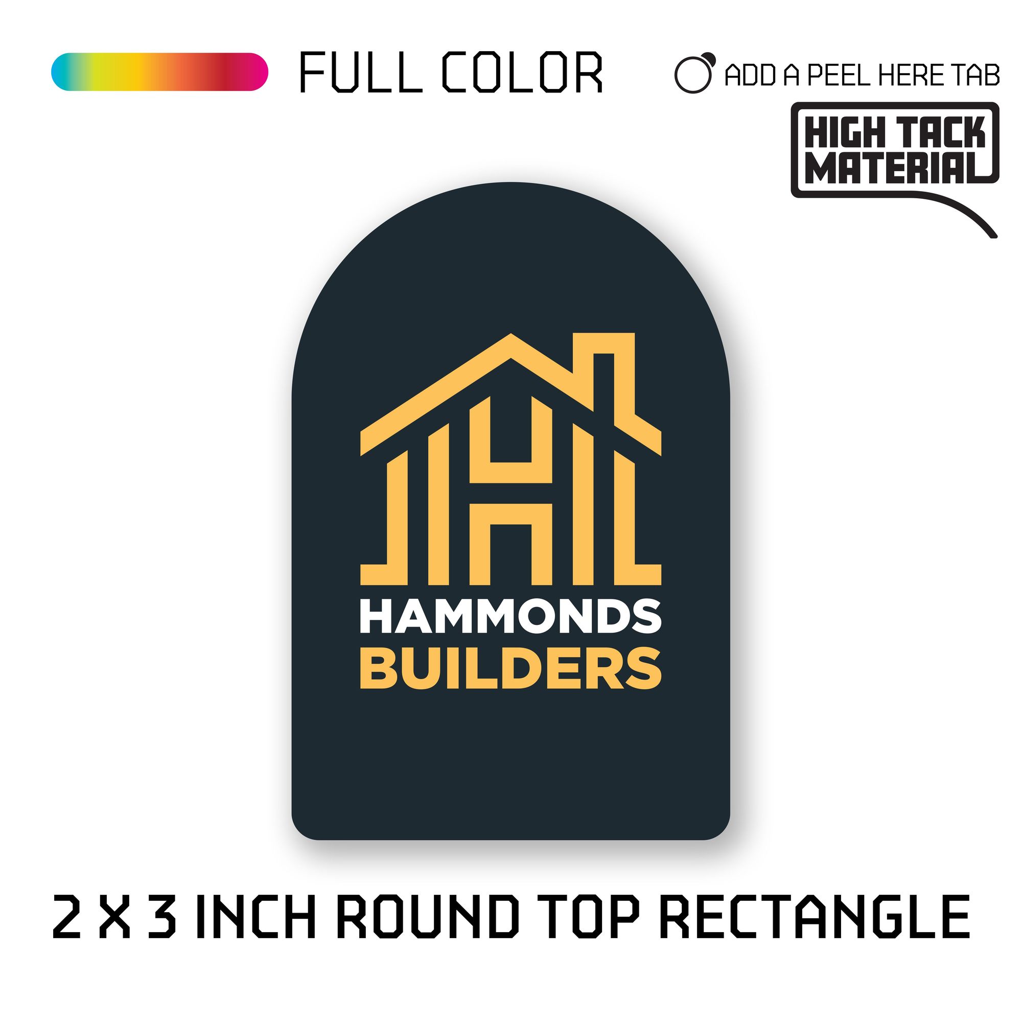 2.00" x 3.00" Round Top Rectangle - 203109