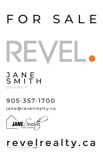 REVEL Realty For Sale Sign - 24x36 - White with Agent Logo