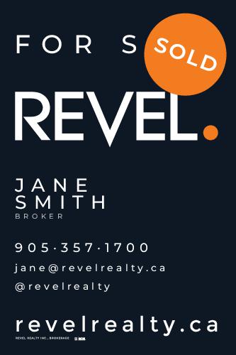 REVEL Realty SOLD Bubble - 24x36 - Dark Blue Standard