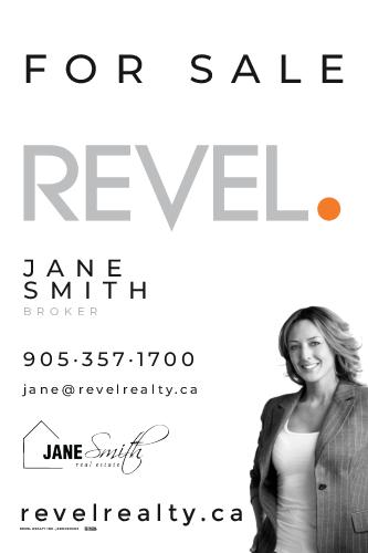 REVEL Realty For Sale Sign - 24x36 - Black with Agent Photo