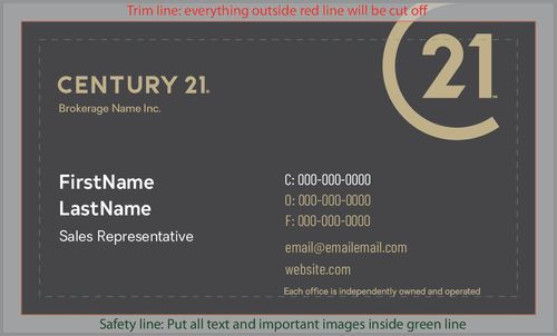 Century 21 Business Cards - Style 02 (No Photo)