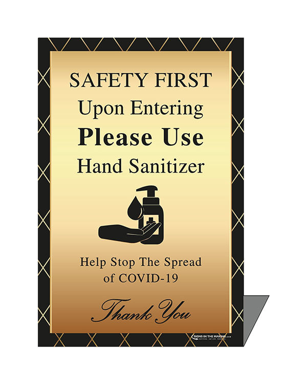 Standup - Please Use Hand Sanitizer, Gold