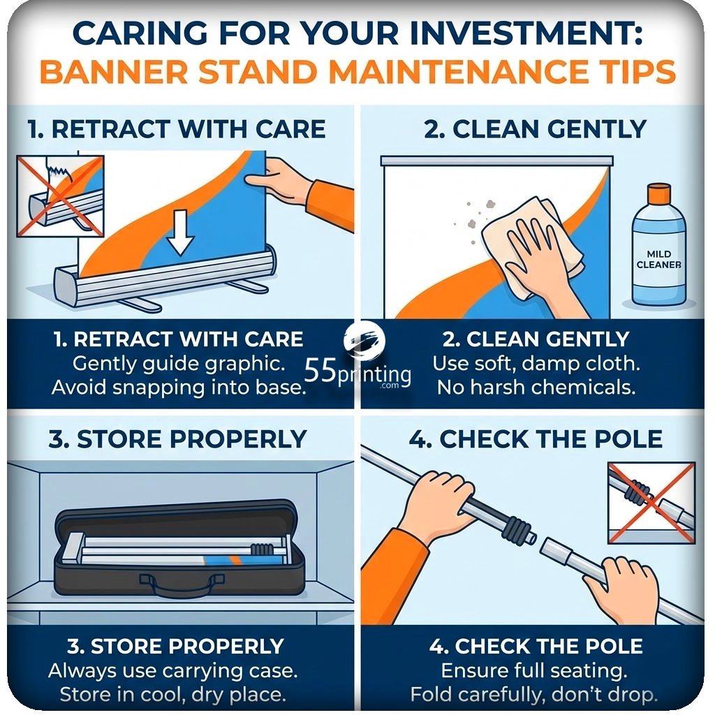 Banner stand maintenance and care tips