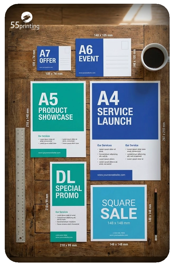 Flyer paper sizes comparison chart