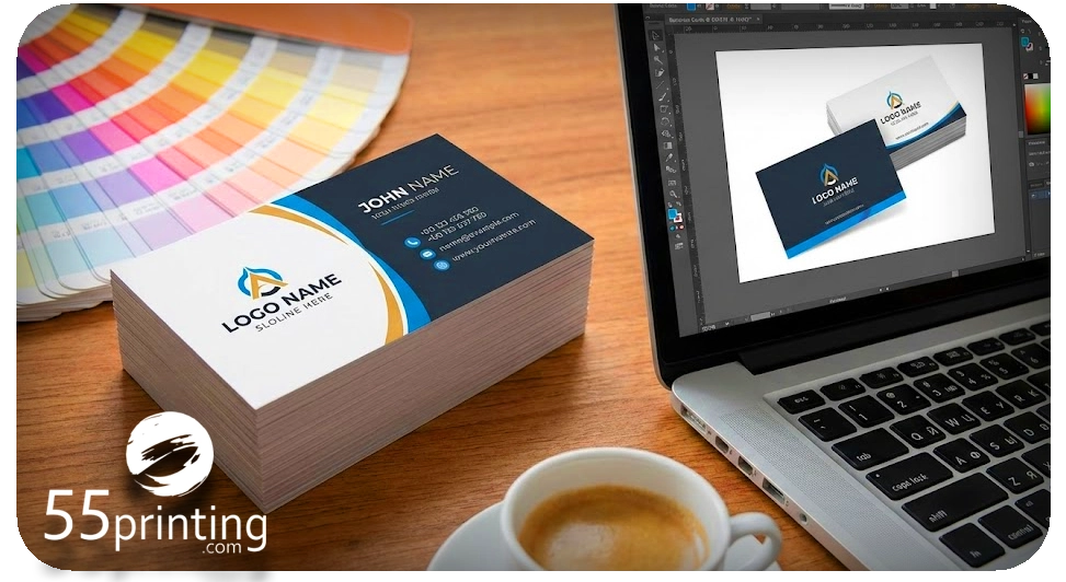 Stack of cheap business cards showing high print quality