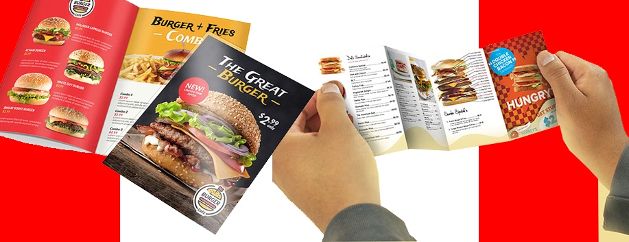 Professional mini menu prints showcasing restaurant art