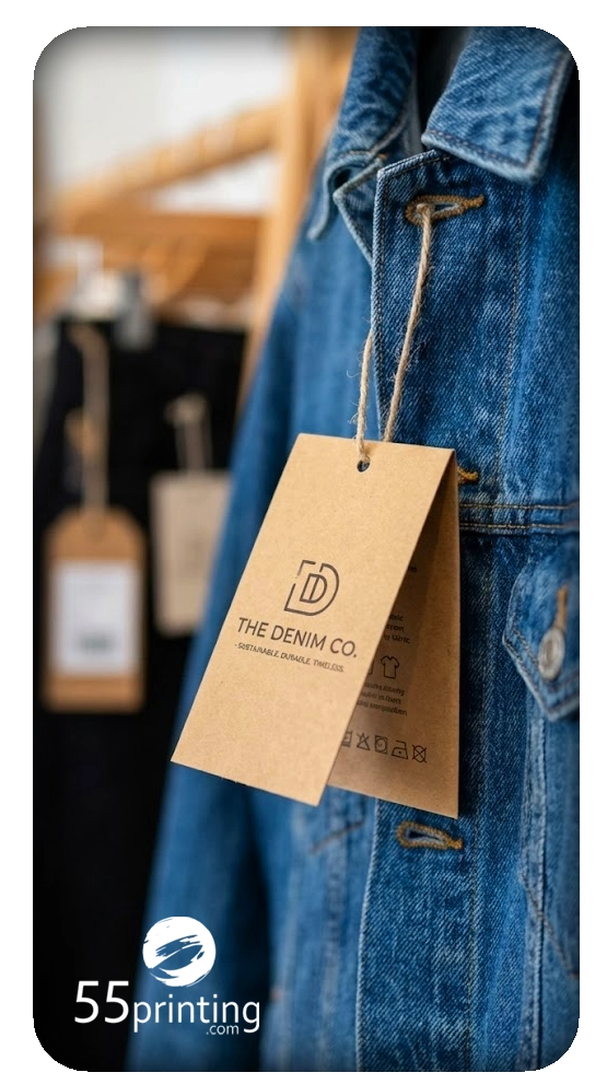 Clothing hang tag on retail garment