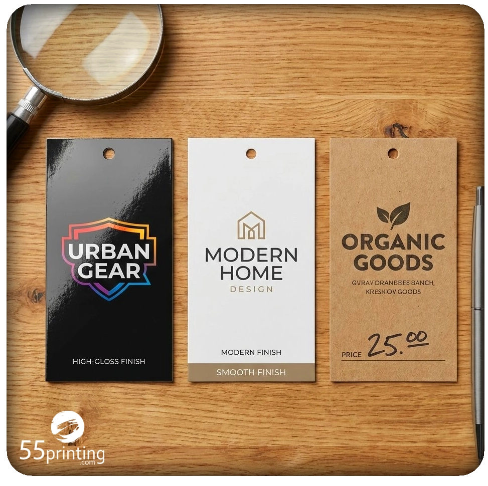 Variety of hang tag material samples