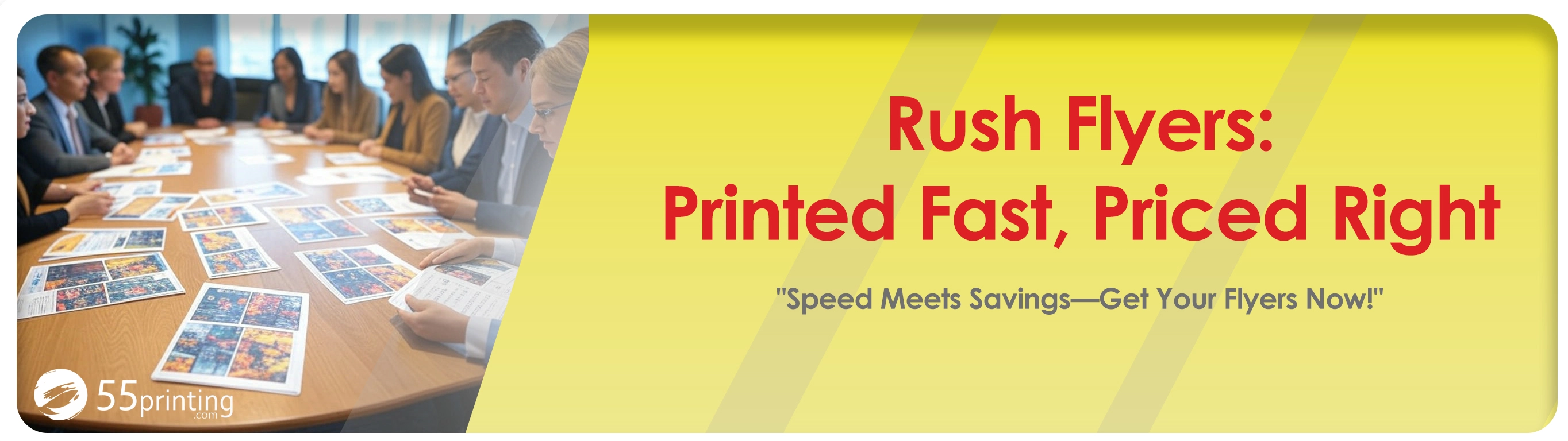 Team reviewing rush flyer printing quality