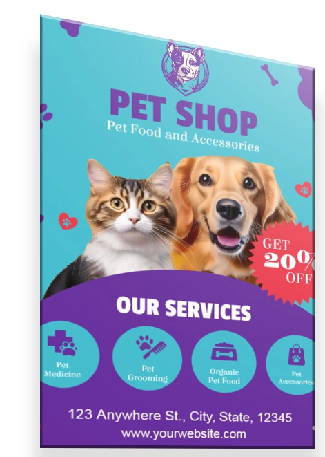 Pet care and dog walker flyer template design