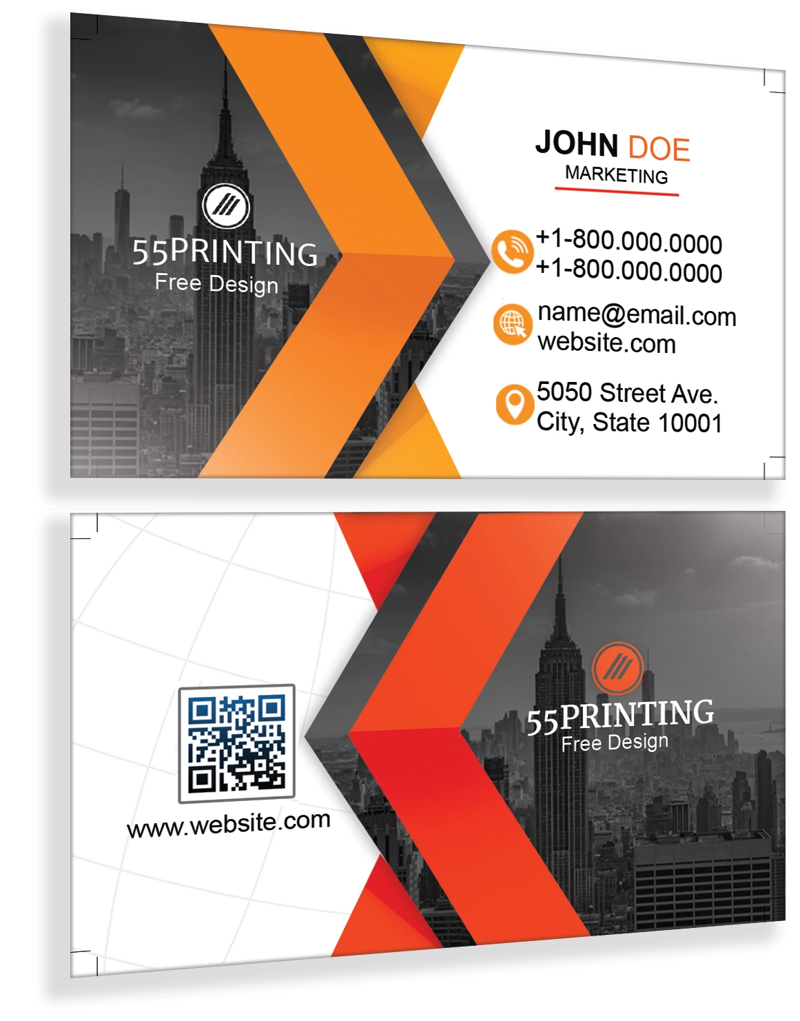 Cheap business cards with modern yellow design