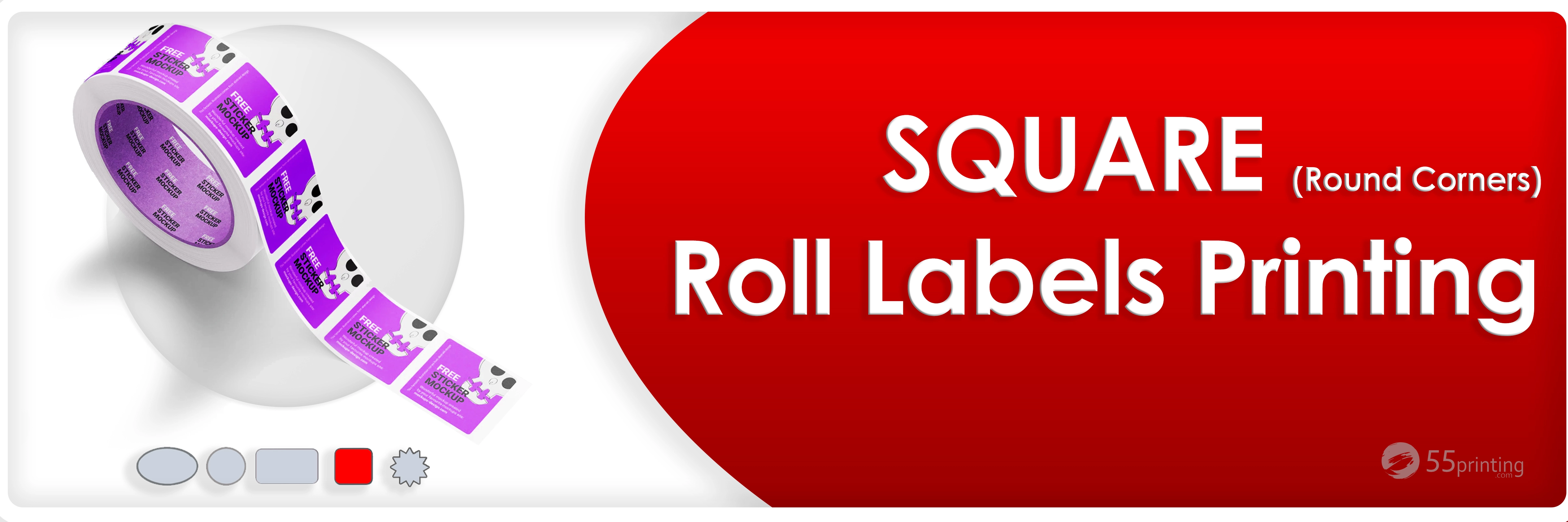 Sticker Rolls Square Rounded Square (Rounded Corners) Roll Label Print 250 From $94 | 55printing