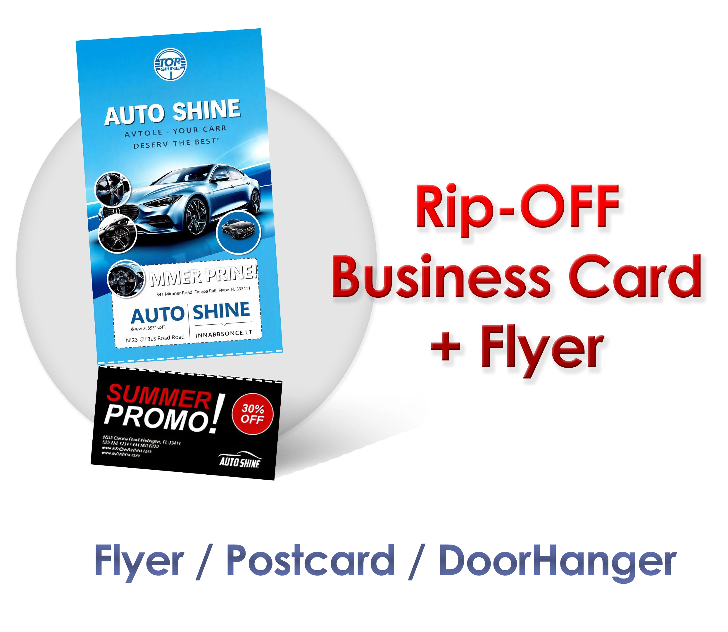 Affordable tear-off rip business card flyer