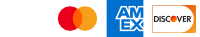 Visa, Mastercard, American Express, and Discover card logos