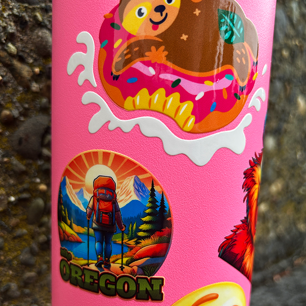 UV DTF Sticker close up on bottle